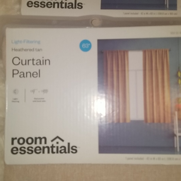 Room Essentials Tan Light Filtering Curtain Panels - Picture 2 of 3